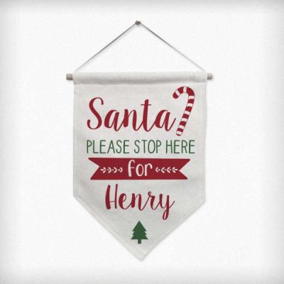 (image for) Personalised Santa Stop Here Hanging Banner