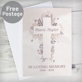 (image for) Personalised Floral In Loving Memory Cross Card