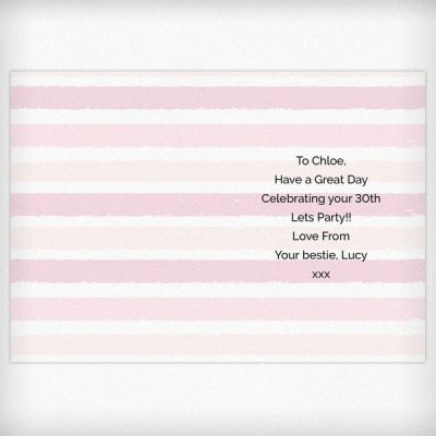 (image for) Personalised Gold and Pink Stripe Birthday Card