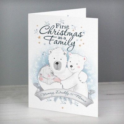 (image for) Personalised Polar Bear '1st Christmas As A Family' Card