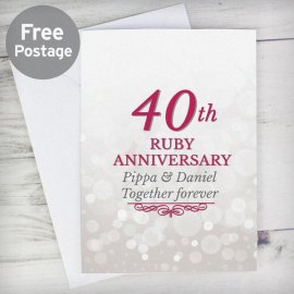 (image for) Personalised 40th Ruby Anniversary Card