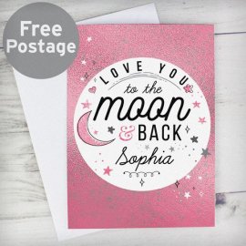 (image for) Personalised To The Moon & Back Pink Card
