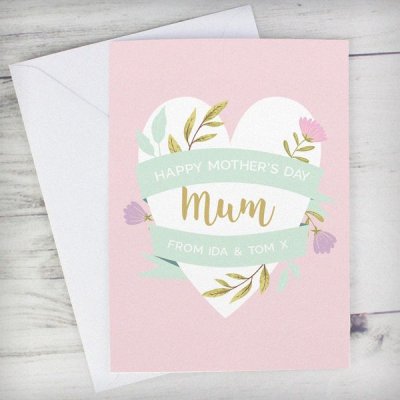 (image for) Personalised Floral Heart Mother's Day Card