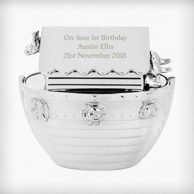(image for) Personalised Silver Noahs Ark Money Box