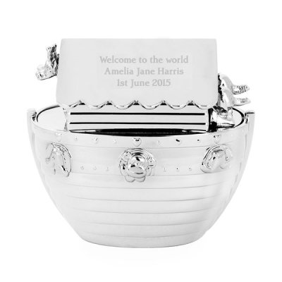 (image for) Personalised Silver Noahs Ark Money Box