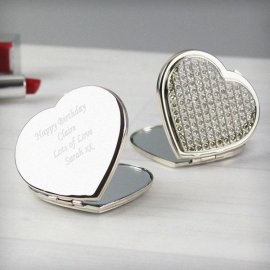 (image for) Personalised Diamante Heart Compact Mirror