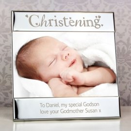 (image for) Personalised Silver Christening Square 6x4 Photo Frame