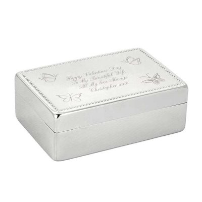 (image for) Personalised Butterfly Rectangular Jewellery Box