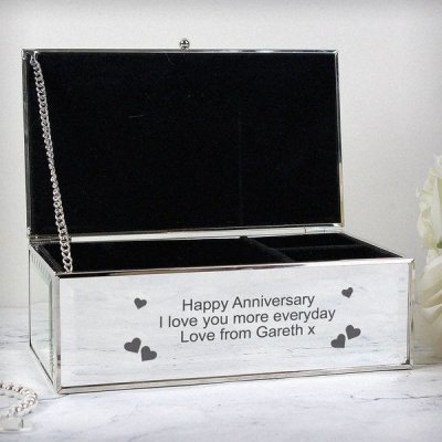 (image for) Personalised Hearts Mirrored Jewellery Box