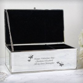 (image for) Personalised Butterflies Mirrored Jewellery Box