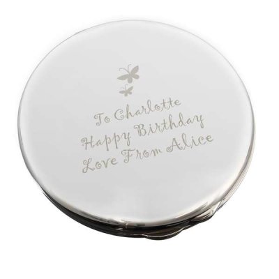(image for) Personalised Butterfly Round Compact Mirror