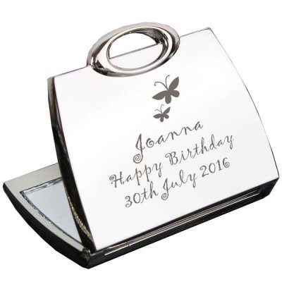 (image for) Personalised Butterfly Handbag Compact Mirror