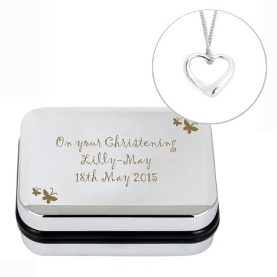 (image for) Personalised Butterfly Heart Necklace and Box