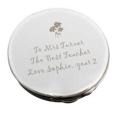 (image for) Personalised Flower Teachers Round Compact Mirror