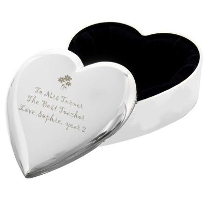 (image for) Personalised Teacher Heart Flowers Trinket Box