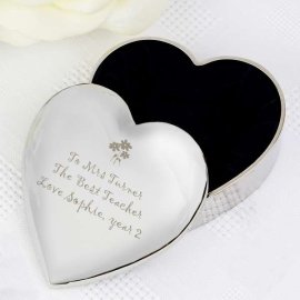 (image for) Personalised Teacher Heart Flowers Trinket Box