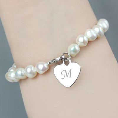 (image for) Personalised White Freshwater Initial Pearl Bracelet