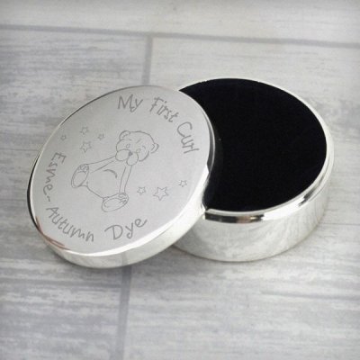 (image for) Personalised Teddy My First Curl Trinket Box