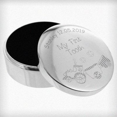 (image for) Personalised Train My First Tooth Trinket Box