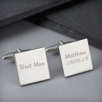 (image for) Personalised Wedding Role Square Cufflinks -1 line