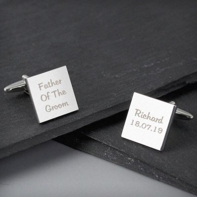 (image for) Personalised Wedding Role Square Cufflinks -3 lines