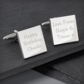 (image for) Personalised Any Message Square Cufflinks - 3 lines