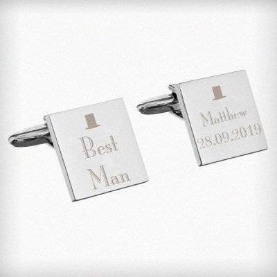 (image for) Personalised Decorative Wedding Best Man Square Cufflinks