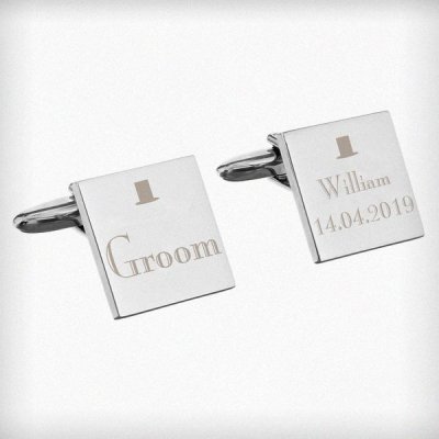 (image for) Personalised Decorative Wedding Groom Square Cufflinks