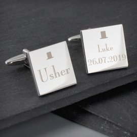 (image for) Personalised Decorative Wedding Usher Square Cufflinks