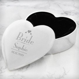 (image for) Personalised Decorative Wedding Bride Heart Trinket Box