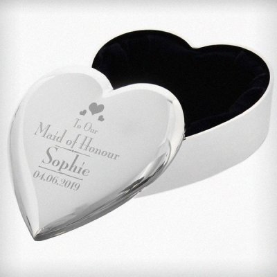 (image for) Personalised Decorative Wedding Maid of Honour Heart Trinket Box