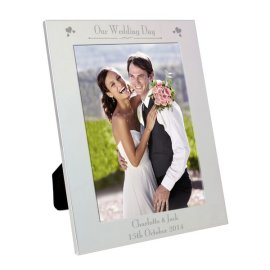 (image for) Personalised Silver 5x7 Decorative Our Wedding Day Photo Frame