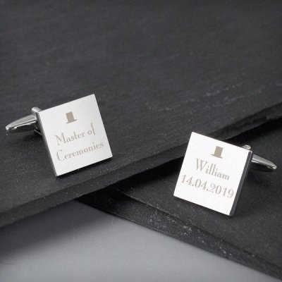(image for) Personalised Decorative Wedding Any Role Square Cufflinks
