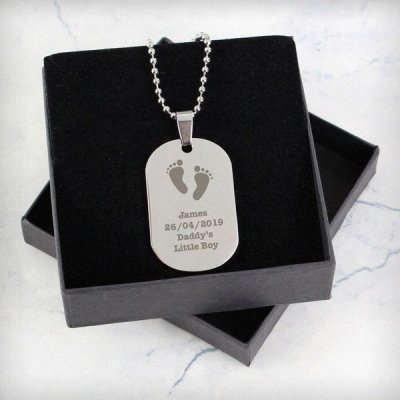 (image for) Personalised Footprints Stainless Steel Dog Tag Necklace