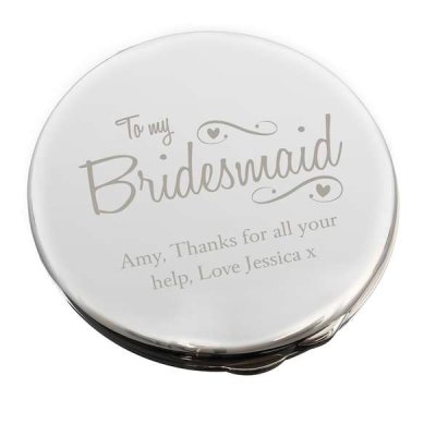 (image for) Personalised Bridesmaid Swirls & Hearts Compact Mirror