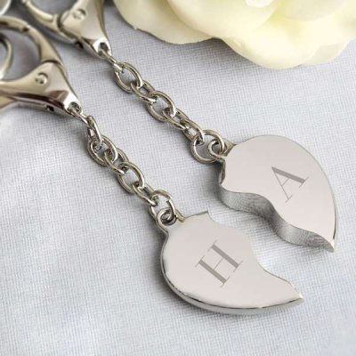 (image for) Personalised Initials Two Hearts Keyring