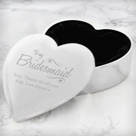 (image for) Personalised Bridesmaid Swirls & Hearts Trinket Box