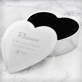(image for) Personalised Any Message Swirls & Hearts Heart Trinket Box