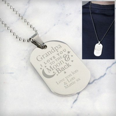 (image for) Personalised 'To The Moon & Back...' Stainless Steel Dog Tag Nec