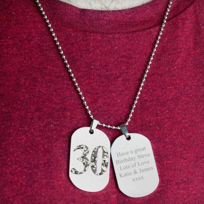 (image for) Personalised Camouflage Age Stainless Steel Double Dog Tag Neckl