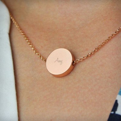 (image for) Personalised Any Name Rose Gold Tone Disc Necklace