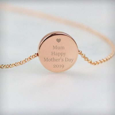 (image for) Personalised Heart Rose Gold Toned Disc Necklace