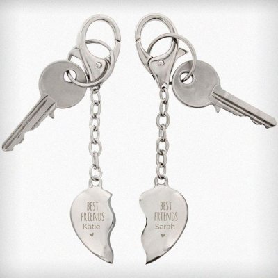 (image for) Personalised Best Friends Two Hearts Keyring