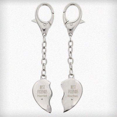(image for) Personalised Best Friends Two Hearts Keyring