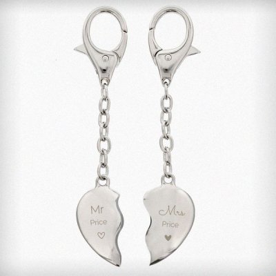 (image for) Personalised Mr & Mrs Two Hearts Keyring
