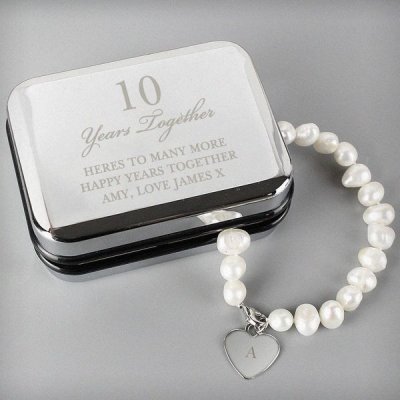(image for) Personalised Anniversary Silver Box and Pearl Bracelet