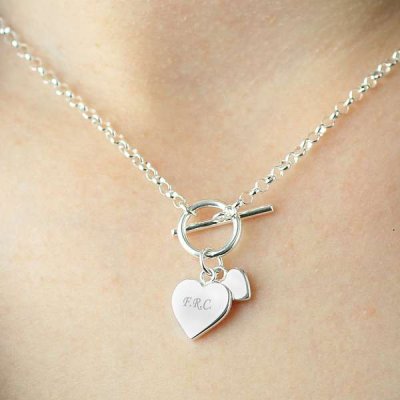 (image for) Personalised Hearts T-Bar Necklace