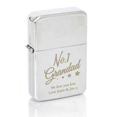 (image for) Personalised 'No.1 Grandad' Silver Lighter