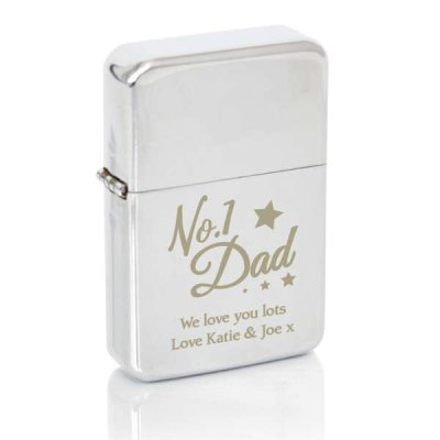 (image for) Personalised 'No.1 Dad' Silver Lighter