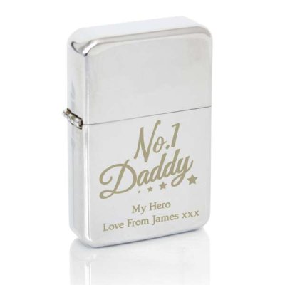 (image for) Personalised 'No.1 Daddy' Silver Lighter